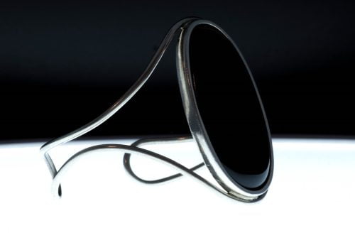 Bransoleta z czarnym kamieniem onyks lata 70